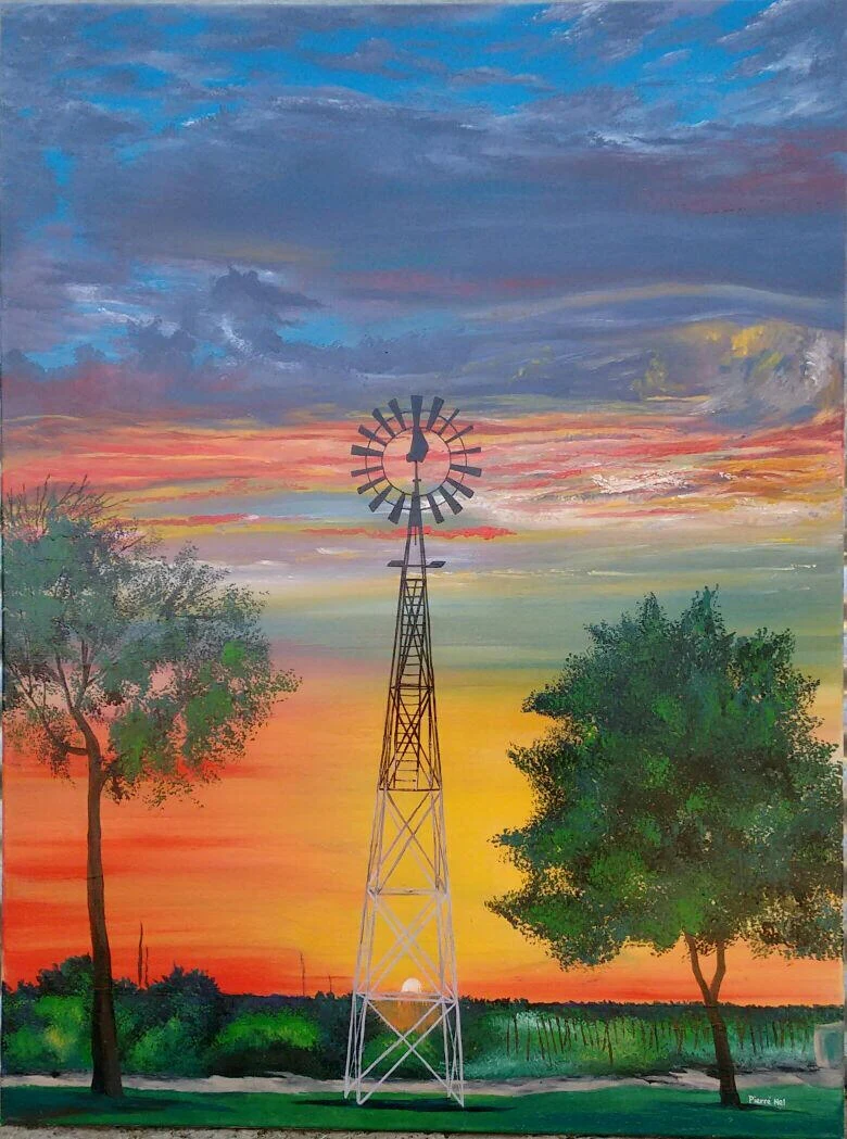 Under an evening sky — original artwork by Pierre Nel