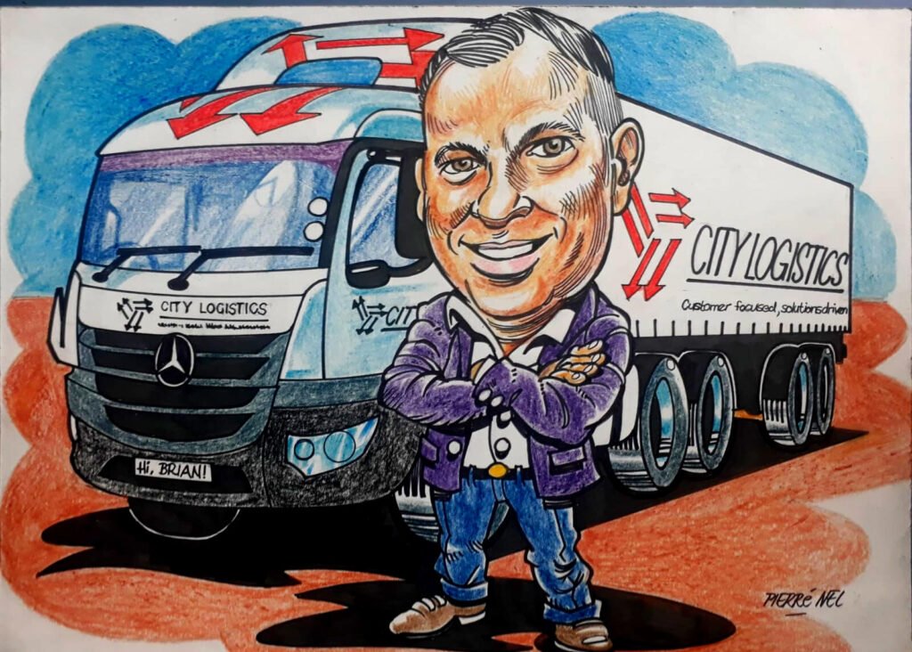 City Logistics caricature by Pierre Nel