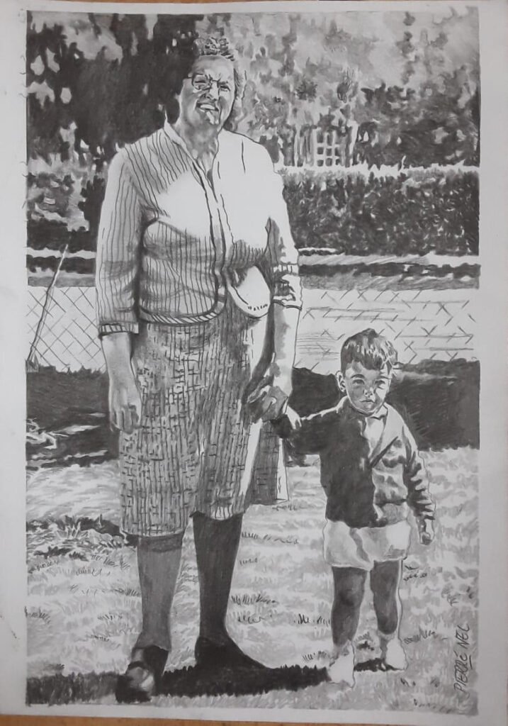 Granny and little boy by Pierre Nel